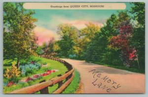 Queen City Missouri~Memory Lane Threw Trees~Vintage Postcard