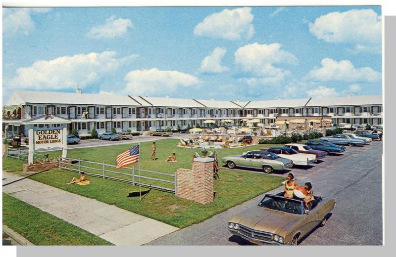 Cape May New Jerseynj Postcard Golden Eagle Motor Lodge