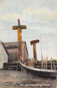 Native American Indian Totem Poles Wrangell Alaska 1910c postcard