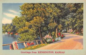 Kensington Kansas Greetings From river road linen antique pc Z51240