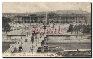 Old Postcard Paris Place de la Concorde and the Seine