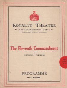 The Eleventh Commandment Upper Class Drama Royalty London Theatre Programme
