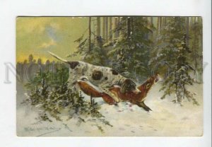 3183022 Hunting fox with dog by MULLER Vintage postcard