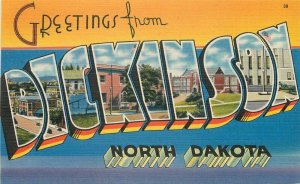 Dickinson North Dakota large letters Hafstrom linen Postcard 20-9494