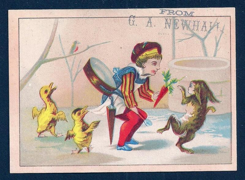 VICTORIAN TRADE CARDS (5) GA Newhall Children w/Animals