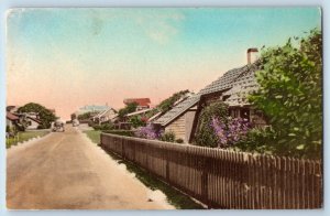 Cape Cod Massachusetts Postcard Rambler Roses Sconset 1940 Hand Colored Vintage