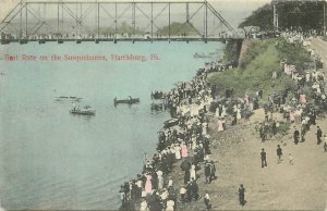 Postcard Pennsylvania Harrisburg Boat Race Susquehanna Aurand 23-5664