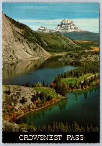 Crowsnest Lake, Crowsnest Pass, Alberta Canada, Chrome Aerial View Postcard, NOS