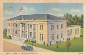 U. S. Post Office at Bloomington IL, Illinois - pm 1941 - Linen