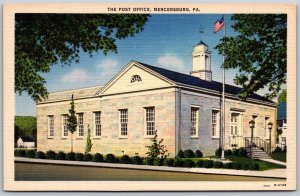 Vtg Mercersburg Pennsylvania PA Post Office 1930s View Linen Old Card Postcard