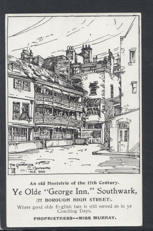 London Postcard- Ye Olde George Inn, Southwark, 17th Century Hostelrie RS20061