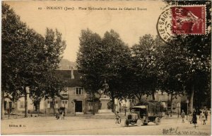 CPA Poligny- Place Nationale,Statue du General Travot FRANCE- (1044309)