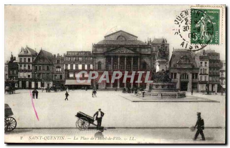 Saint Quentin - Place of L & # 39Hotel of Ville Old Postcard