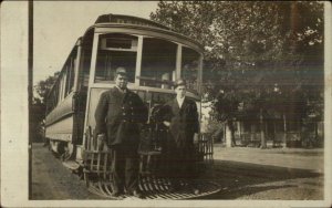 Trolley & Conductors Partial View of Letters RAHWAY I Think - NJ RPPC c1910