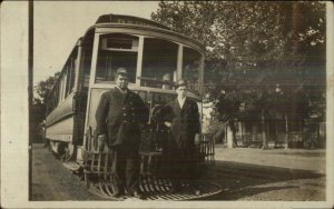 Trolley & Conductors Partial View of Letters RAHWAY I Think - NJ RPPC c1910