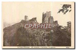 Old Postcard The picturesque Creuse Crozant ruins general view