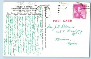 c1950's Harlow H. Curtice Community College Building Flint Michigan MI Postcard