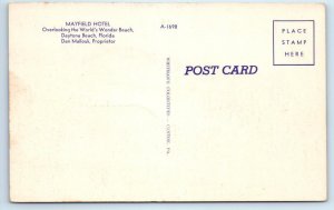 DAYTONA BEACH, Florida FL ~ Roadside MAYFIELD HOTEL c1940s Linen Postcard