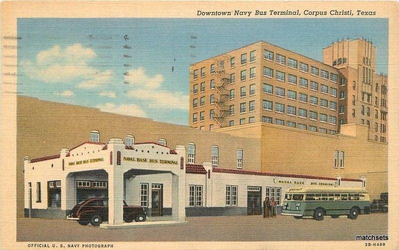 1944 Corpus Christi Texas Downtown Navy Bus Terminal bus Teich linen 5230