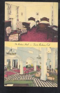 SANTA BARBARA CALIFORNIA THE BARBARA MOTEL INTERIOR ADVERTISING POSTCARD