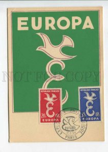 422470 FRANCE 1958 year EUROPA Exposition Paris PIGEON First Day maximum card