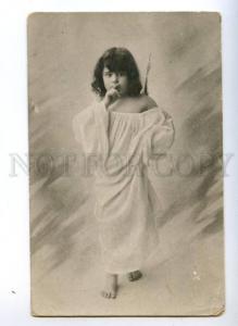 3148862 ANGEL Winged GIRL in NIGHTY Vintage PHOTO PC