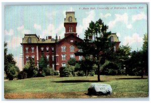 Lincoln Nebraska NE Postcard Main Hall University Of Nebraska Exterior c1910