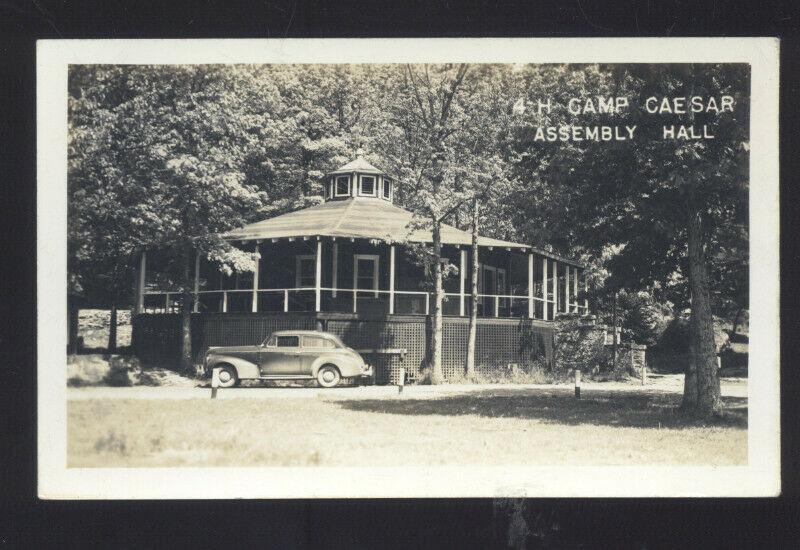 RPPC COWAN WEST VIRGINIA 4-H CAMP CAESAR OLD CARS REAL PHOTO POSTCARD