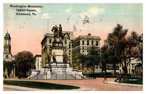 Postcard MONUMENT SCENE Richmond Virginia VA AS7265