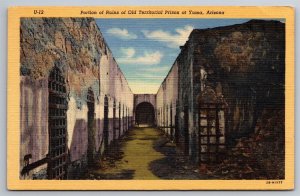 Old Territorial Prison Yuma AZ Portion Of Ruins C1954 Postcard R15