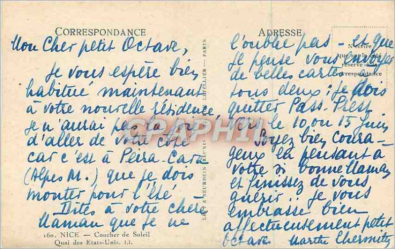 Postcard Old Nice Sunset US Quai