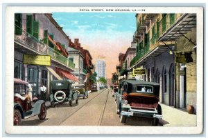 c1920 Royal Street Classic Cars Exterior New Orleans Louisiana Vintage Postcard