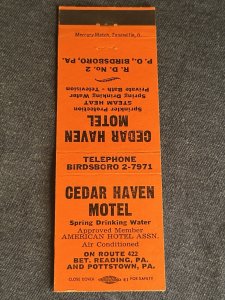 CEDAR HAVEN MOTEL Pottstown, Pennsylvania PA Vintage Matchbook Cover MB119