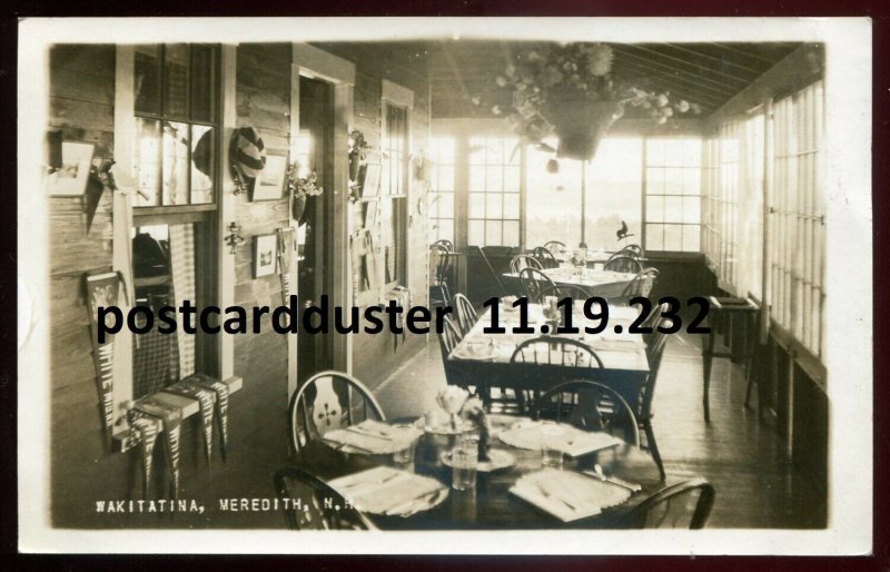 h2663 - MEREDITH NH 1929 Wakitatina Restaurant Interior. Real Photo Postcard