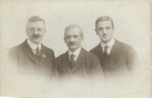 Group of men early photo postcards x 4