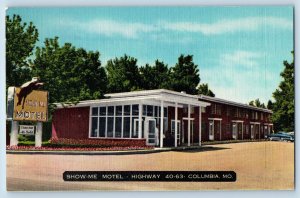 Columbia Missouri Postcard Show-Me Motel Highway Exterior Building 1955 Vintage