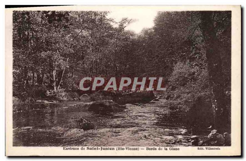 Old Postcard surroundings St Junien Haute Vienne Banks of the Glane