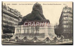 Postcard Old Paris Lion de Belfort Place Denfert-Rochereau