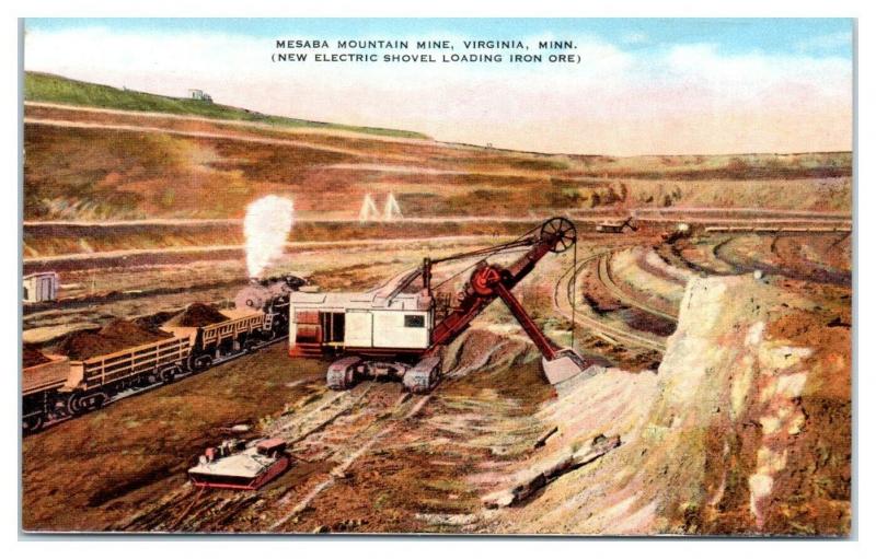 Mesaba Mountain Mine, Virginia, MN w/ Electric Shovel Postcard *4X