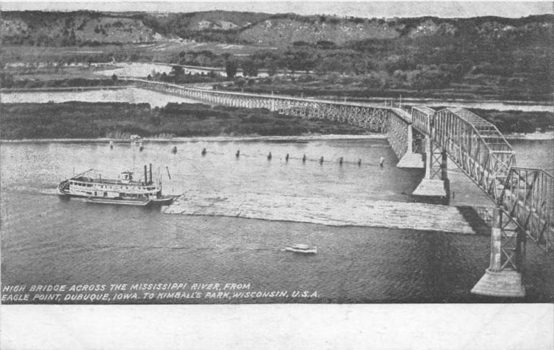 High Bridge across the Mississippi river from Eagle Point  Iowa to Wisco...