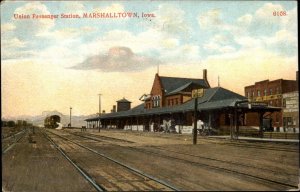 MARSHALLTOWN IA Union Passenger Train Station c1910 Postcard