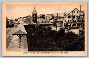 Union Railroad Station  Gardner  Massachusetts   Postcard