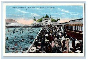 c1920 Crowds Arriving at Great Salt Lake Pavilion at Saltair Utah UT Postcard 