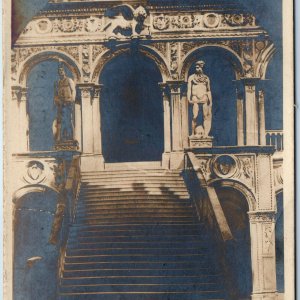 1908 Venice, Italy RPPC Scala dei Giganti Stairway Real Photo Venezia Cancel A73