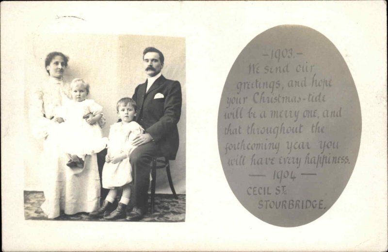 Antique RPPC Stourbridge Worcestershire Family Portrait Real Photo