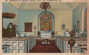 Wilmington DE-Delaware, Interior Old Swedes Church Vintage Postcard c1930