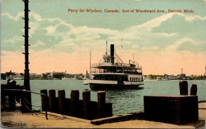 Vtg Detroit Michgan MI Ferry to Windsor Canada Woodward Avenue 1910s Postcard