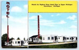 MANISTIQUE, MI Michigan ~ Roadside COTTAGE GROVE MOTEL c1940s Linen Postcard