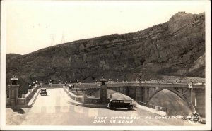 East Approach to Coolidge Dam AZ Frasher's Real Photo Postcard