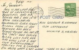 1951 Large Letters Multi Parrish Saugatuck Michigan Postcard linen Teich 12462